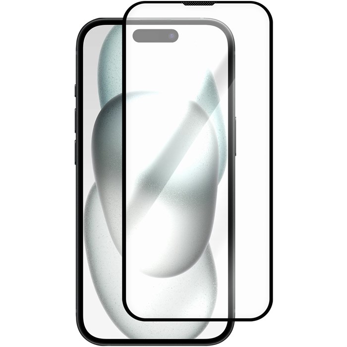 Стекло защитное Full Glue Premium Krutoff для iPhone 15 черное - фото 1003556