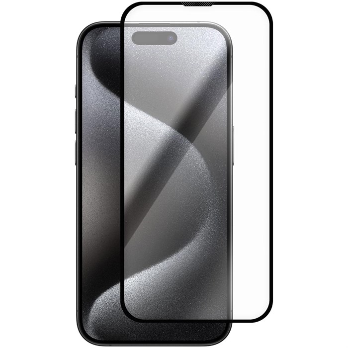 Стекло защитное Full Glue Premium Krutoff для iPhone 15 Pro черное - фото 1003559