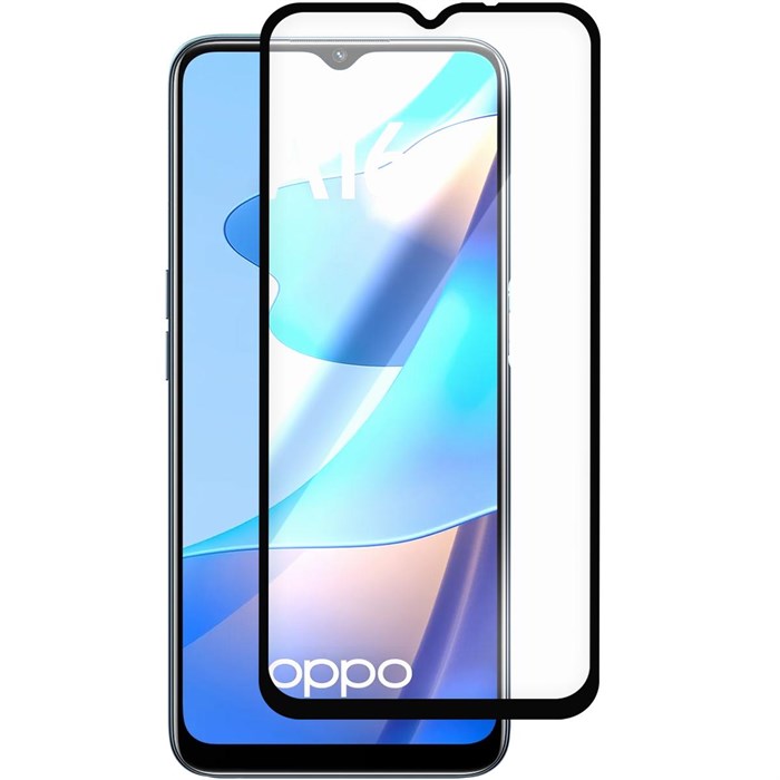 Стекло защитное Full Glue Premium Krutoff для OPPO A16 черное - фото 1008277