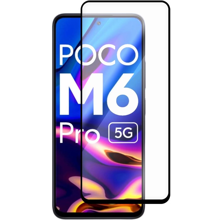 Стекло защитное Full Glue Premium Krutoff для Xiaomi Poco M6 Pro черное - фото 1008407