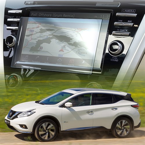 Защитное гибридное стекло Krutoff для экрана мультимедии Nissan Murano 3 (Z52) 2014 - 2022 - фото 320049