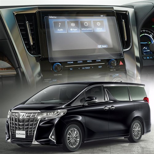 Защитное гибридное стекло Krutoff для экрана мультимедии Toyota Alphard 3 рестайлинг 2017 - 2022 - фото 340723