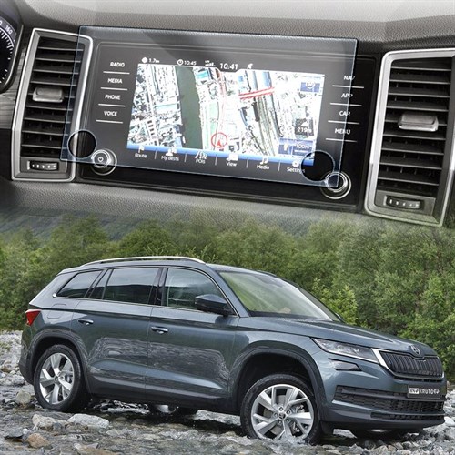 Защитное гибридное стекло Krutoff для экрана мультимедии Skoda Kodiaq 1 2016 - 2021 - фото 352758