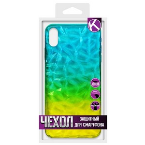 Накладка силиконовая Crystal Krutoff для iPhone XS Max (желто-синяя) - фото 40075