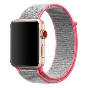 Ремешок Krutoff Nylon для Apple Watch 42/44mm (gray/pink) 42 - фото 44402