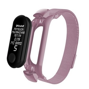 Ремешок металлический Миланская петля Krutoff для Xiaomi Mi Band 5/6 (purple) - фото 45573