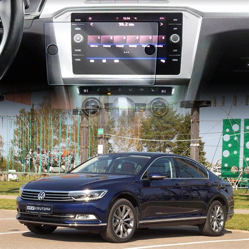 Защитное гибридное стекло Krutoff для экрана мультимедии Volkswagen Passat B8 2014 - 2020 - фото 393868