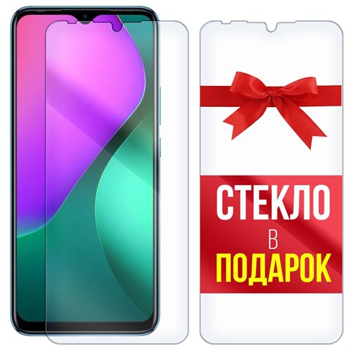 Комплект из 2-x защитных гибридных стекл Krutoff для INFINIX HOT 10 Play - фото 427923