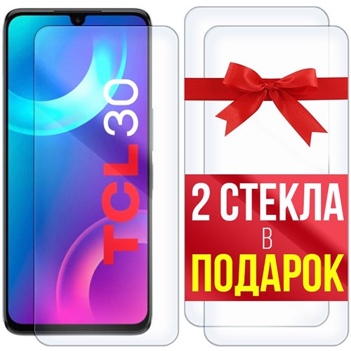 Комплект из 3-x защитных гибридных стекл Krutoff для TCL 30 - фото 427941