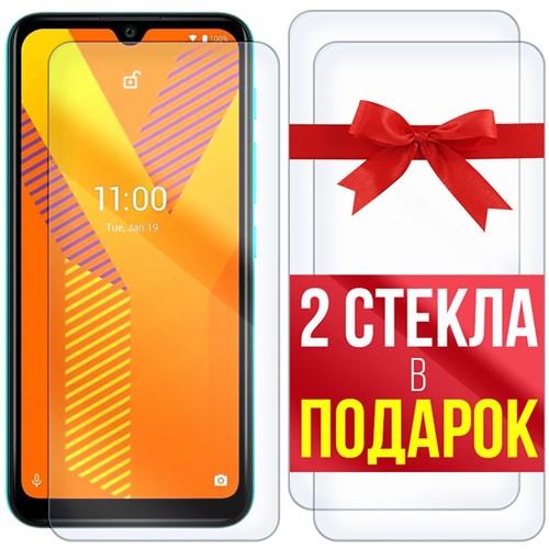 Комплект из 3-x защитных гибридных стекл Krutoff для Wiko Y62 - фото 455095