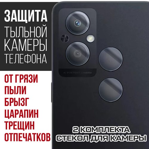 Стекло защитное гибридное Krutoff для камеры OPPO A96 5G (2 шт.) - фото 456525