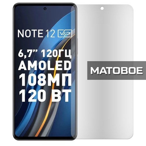 Стекло защитное гибридное МАТОВОЕ Krutoff для INFINIX Note 12 VIP - фото 475419