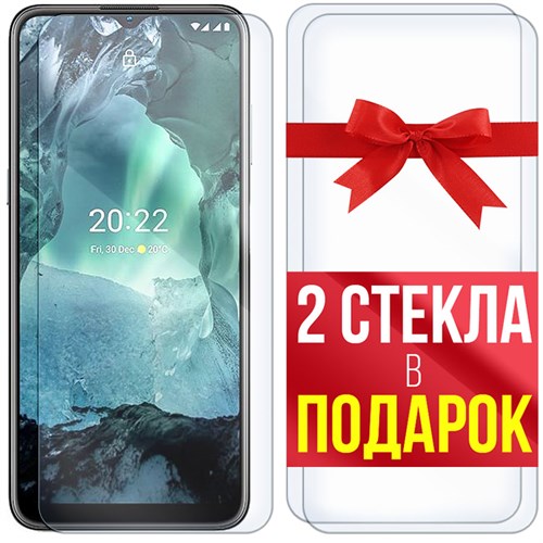 Комплект из 3-x защитных гибридных стекл Krutoff для Nokia G11 - фото 492623