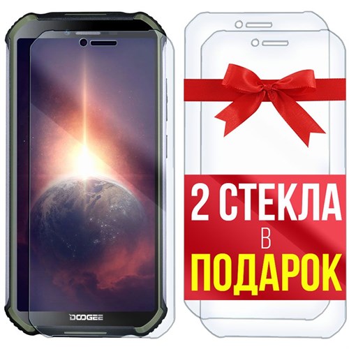 Комплект из 3-x защитных гибридных стекл Krutoff для Doogee S40 Pro - фото 492949