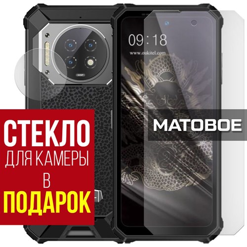 Стекло защитное гибридное МАТОВОЕ Krutoff для Oukitel WP19 + защита камеры (2 шт.) - фото 493810