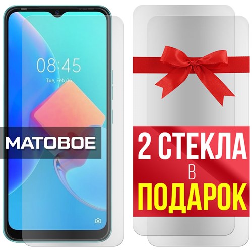 Комплект из 3-x защитных гибридных стекол МАТОВЫХ Krutoff для Tecno Spark Go 2022 - фото 500538