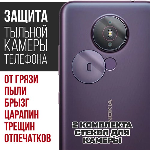 Стекло защитное гибридное Krutoff для камеры Nokia 1.4 (2 шт.) - фото 512305