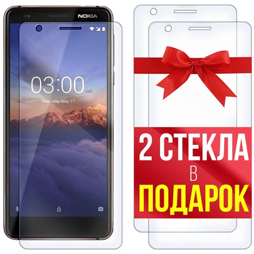 Комплект из 3-x защитных гибридных стекл Krutoff для Nokia 3.1 - фото 512326