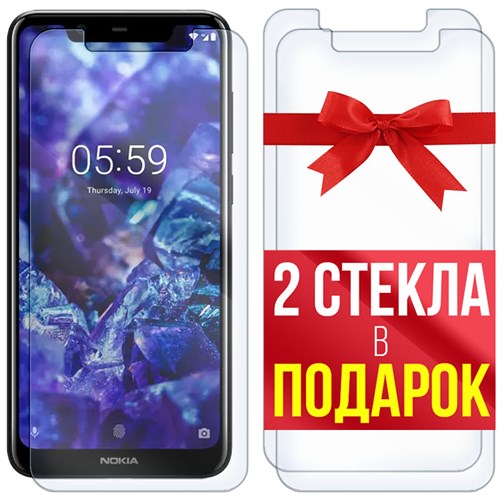 Комплект из 3-x защитных гибридных стекл Krutoff для Nokia 5.1 Plus - фото 512340