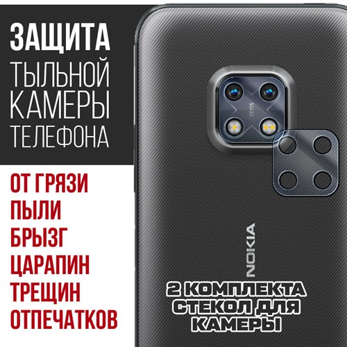 Стекло защитное гибридное Krutoff для камеры Nokia XR20 (2 шт.) - фото 512434