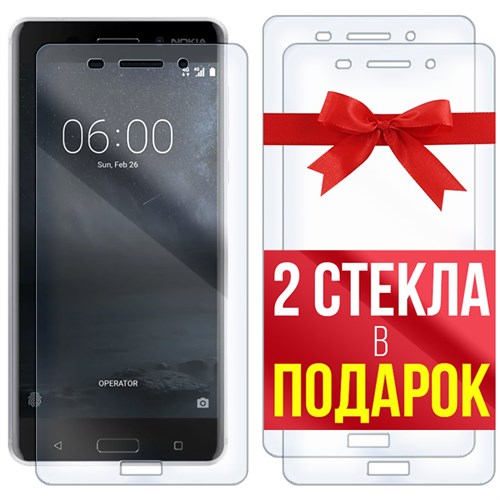 Комплект из 3-x защитных гибридных стекл Krutoff для Nokia 6 - фото 512446