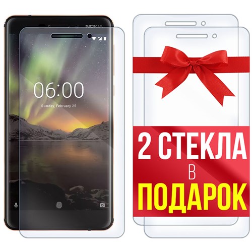 Комплект из 3-x защитных гибридных стекл Krutoff для Nokia 6.1 (2018) - фото 512448