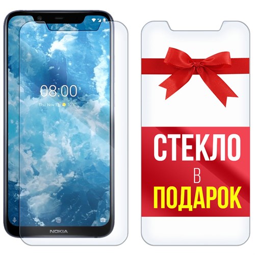 Комплект из 2-x защитных гибридных стекл Krutoff для Nokia 8.1 - фото 512455