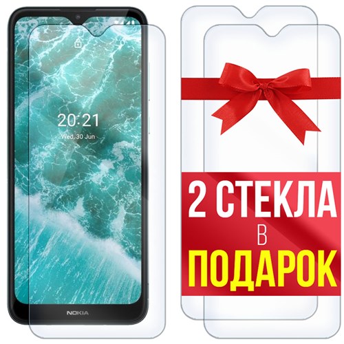 Комплект из 3-x защитных гибридных стекл Krutoff для Nokia C30 - фото 512462