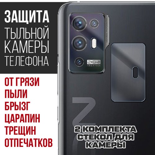 Стекло защитное гибридное Krutoff для камеры ZTE Axon 31 Pro 5G (2 шт.) - фото 517848