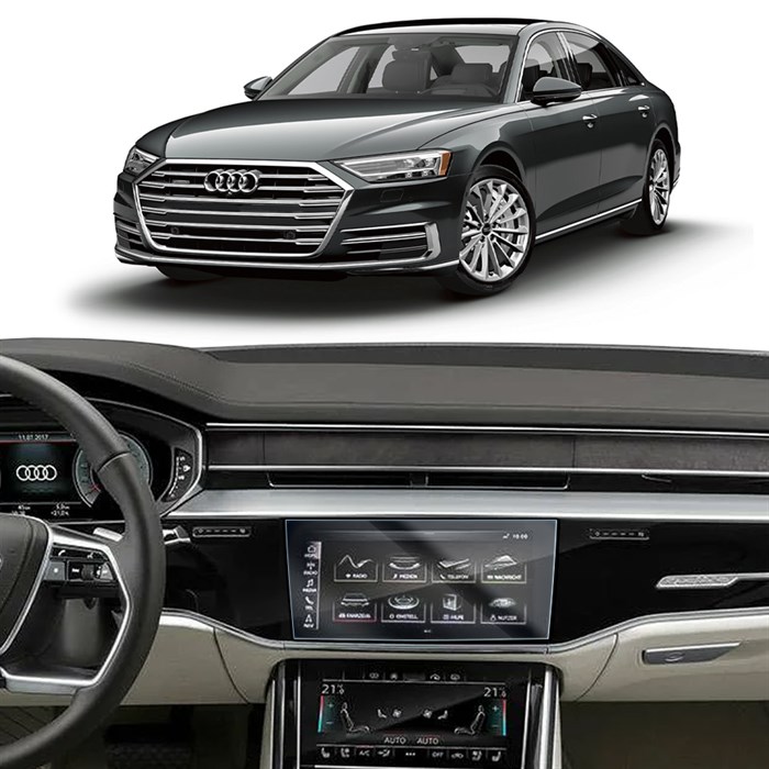 Защитное гибридное стекло Krutoff для экрана мультимедии Audi A8 IV D5 2017 - 2022 - фото 648220