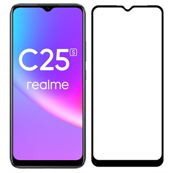 Стекло защитное Full Glue Premium Krutoff для Realme C25/C25s черное - фото 72197