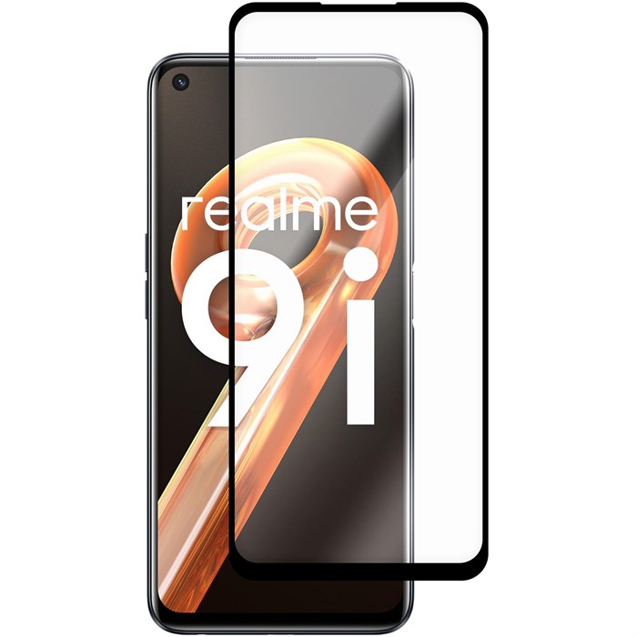 Стекло защитное Full Glue Premium Krutoff для Realme 9i черное - фото 807066