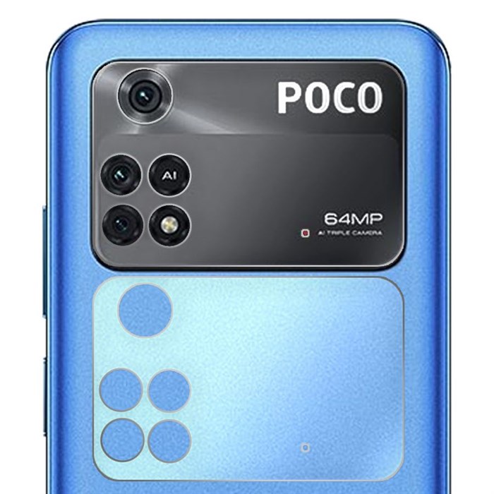 Стекло защитное гибридное Krutoff для камеры Xiaomi Poco M4 Pro (2 шт.) - фото 854066