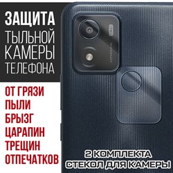 Стекло защитное гибридное Krutoff для камеры Vivo Y01 (2 шт.)