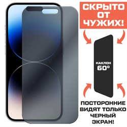 Стекло защитное гибридное Антишпион Krutoff для iPhone 14 Pro Max