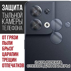 Стекло защитное гибридное Krutoff для камеры OPPO Reno 8 (2 шт.)