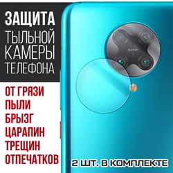 Стекло защитное гибридное Krutoff для камеры Xiaomi Poco F2 Pro (2 шт.)