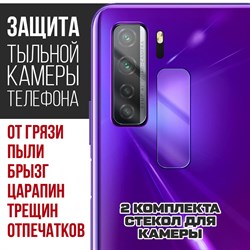 Стекло защитное гибридное Krutoff для камеры Honor 30S (2 шт.)