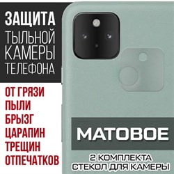 Стекло защитное гибридное МАТОВОЕ Krutoff для камеры Google Pixel 5 (2 шт.)