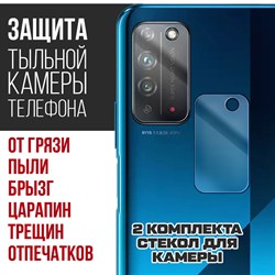 Стекло защитное гибридное Krutoff для камеры Honor X10 (2 шт.)