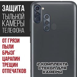 Стекло защитное гибридное Krutoff для камеры Samsung Galaxy A11 (2 шт.)