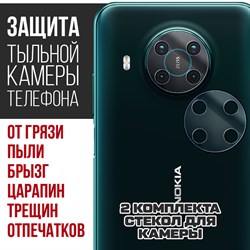 Стекло защитное гибридное Krutoff для камеры Nokia X10 (2 шт.)