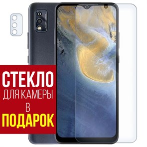 Стекло защитное гибридное Krutoff для ZTE Blade A51 + защита камеры (2шт.)