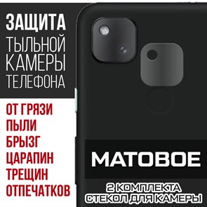 Стекло защитное гибридное МАТОВОЕ Krutoff для камеры Google Pixel 4a 4G (2020) (2 шт.)