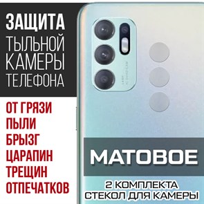 Стекло защитное гибридное МАТОВОЕ Krutoff для камеры Oppo Reno 6 (2 шт.)