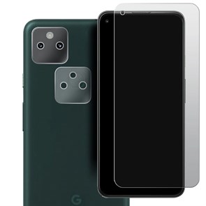 Стекло защитное гибридное МАТОВОЕ Krutoff для Google Pixel 5a 5G (2021) + защита камеры (2 шт.)