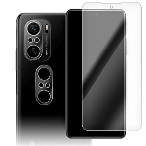 Стекло защитное гибридное Krutoff для Xiaomi Poco F3 + защита камеры (2 шт.)