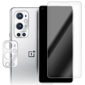 Стекло защитное гибридное Krutoff для OnePlus 9 Pro + защита камеры (2 шт.)