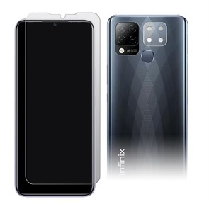 Стекло защитное гибридное МАТОВОЕ Krutoff для INFINIX Hot 10T + защита камеры