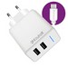 СЗУ Krutoff CH-07C 2xUSB, 2.4A + кабель USB Type-C (white) - фото 34604